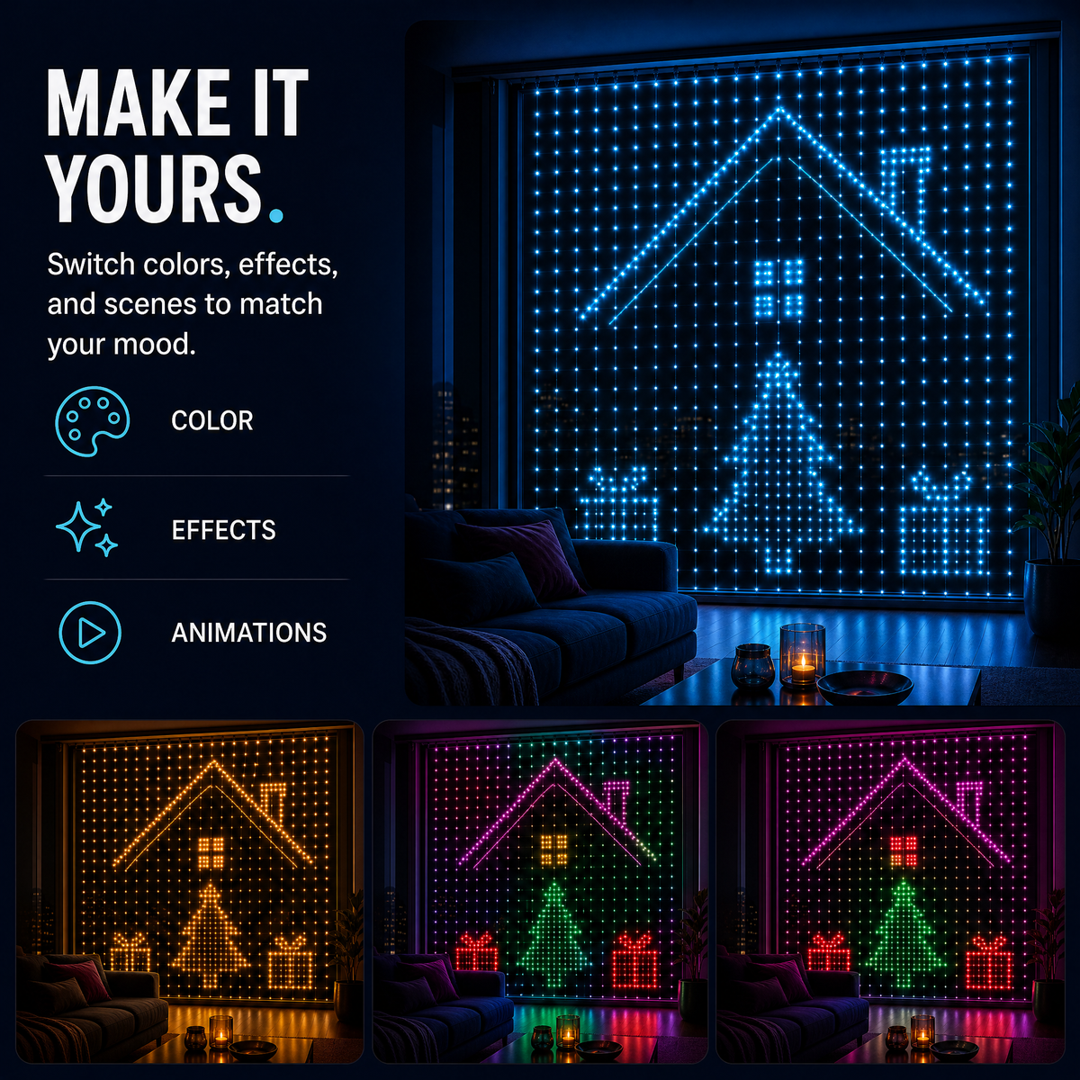 ✨Smart LED Curtain Lights💡Free Shipping