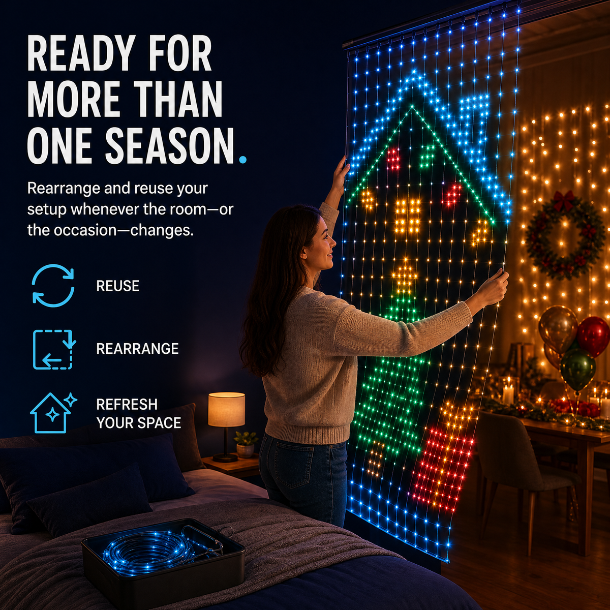 ✨Smart LED Curtain Lights💡Free Shipping