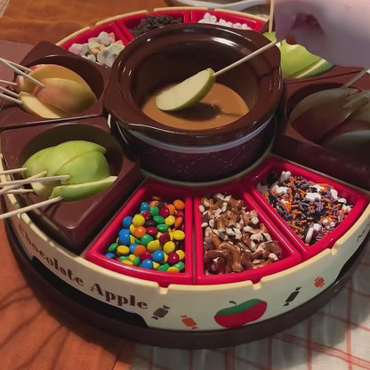 🍎 Rotating Caramel Apple Dipping Station – DIY Dessert Party Tray