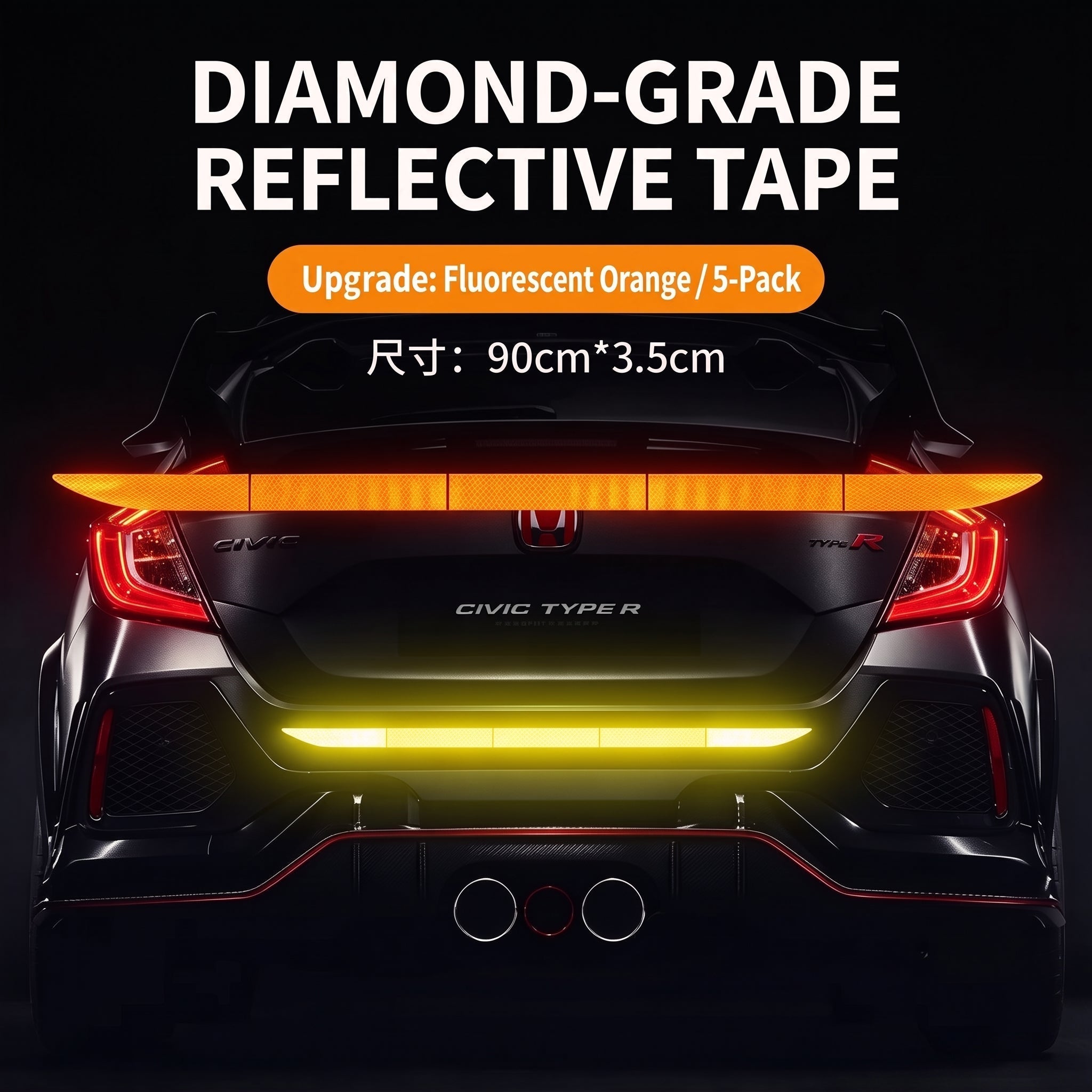 Fluorescent Orange reflective strip