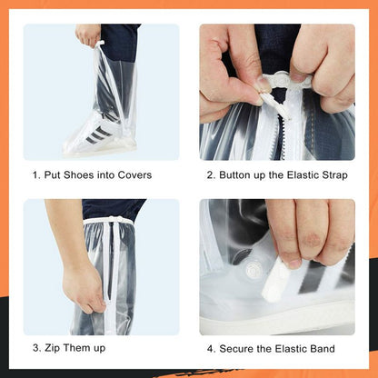 🌧️ 100% Waterproof High-Tube Shoe Covers | Anti-Slip Rain Boot Protectors 👟