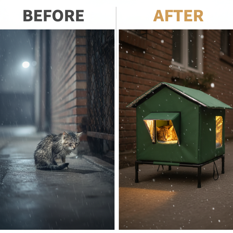 🐈 All-Weather Elevated Outdoor Cat House – Waterproof, Insulated, Foldable 🌧️