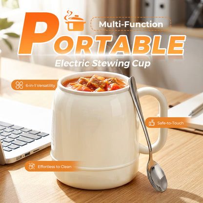 🍲 6-in-1 Portable Mini Cooker – 0.8L Electric Stewing Cup for Soup, Rice, Tea & More ✨