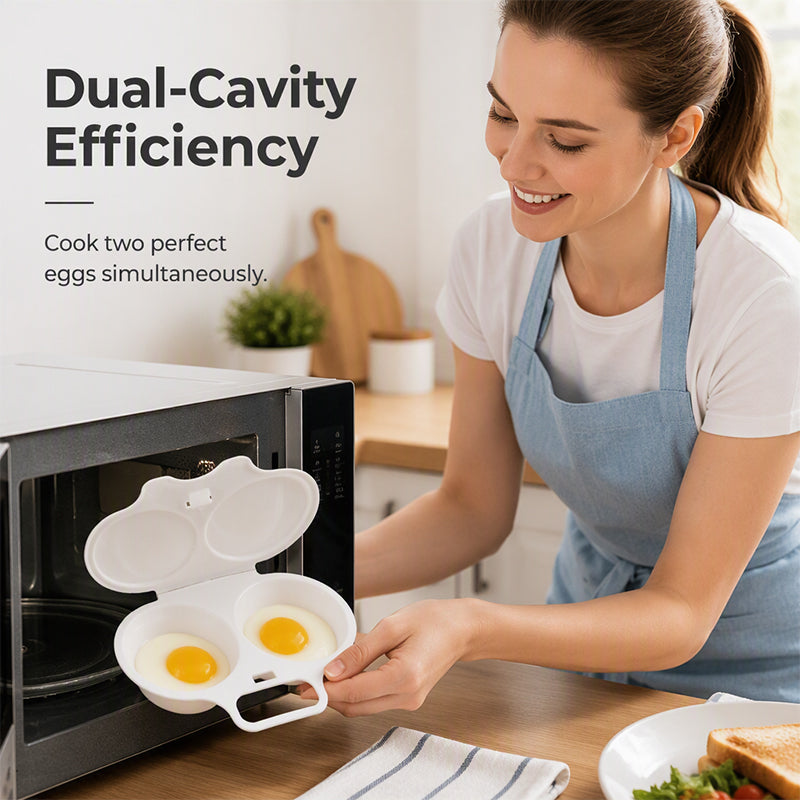 🥚🍳2-Egg Microwave Poacher -Easy Dual-Cavity BreakfastCooker 🍳