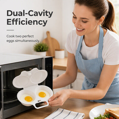 🥚🍳2-Egg Microwave Poacher -Easy Dual-Cavity BreakfastCooker 🍳