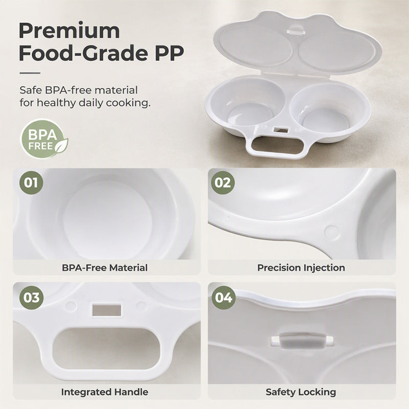 🥚🍳2-Egg Microwave Poacher -Easy Dual-Cavity BreakfastCooker 🍳