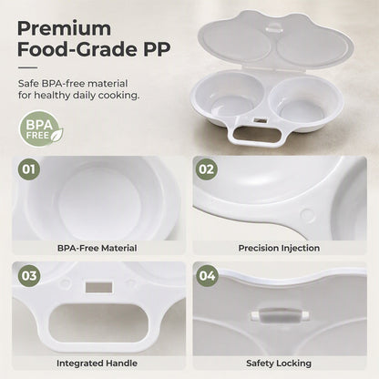 🥚🍳2-Egg Microwave Poacher -Easy Dual-Cavity BreakfastCooker 🍳