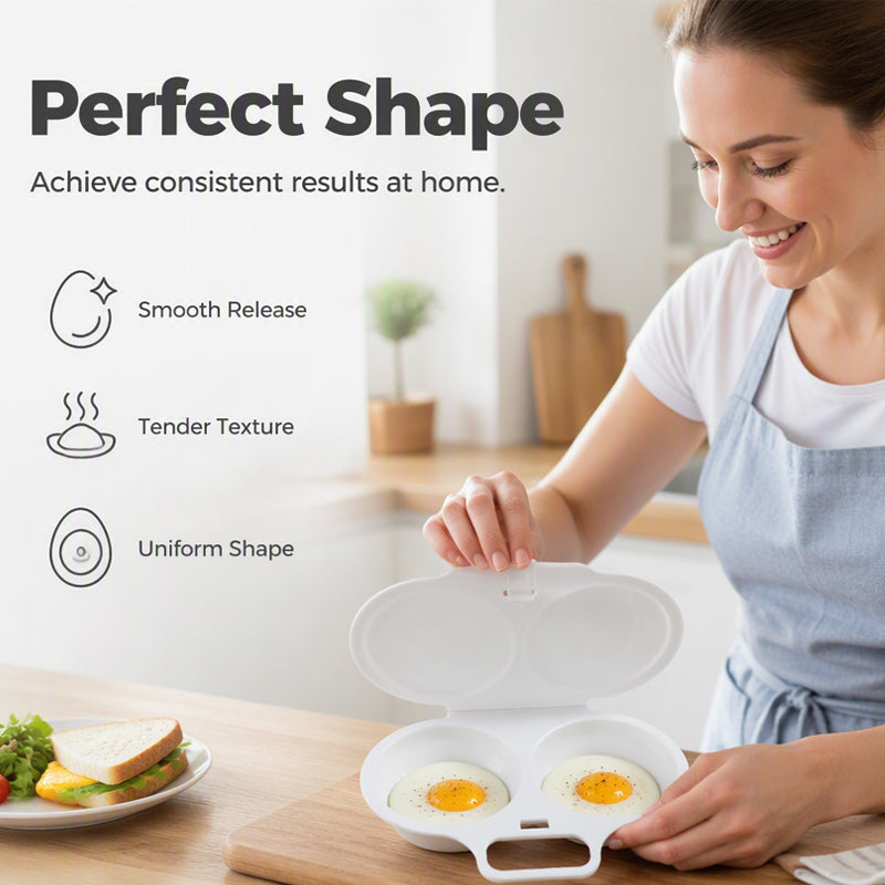 🥚🍳2-Egg Microwave Poacher -Easy Dual-Cavity BreakfastCooker 🍳