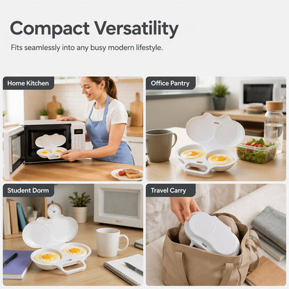 🥚🍳2-Egg Microwave Poacher -Easy Dual-Cavity BreakfastCooker 🍳