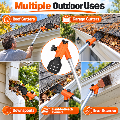 🍂 Adjustable Gutter Cleaning Clamp with Removable Scoop | Extension Pole Attachment
