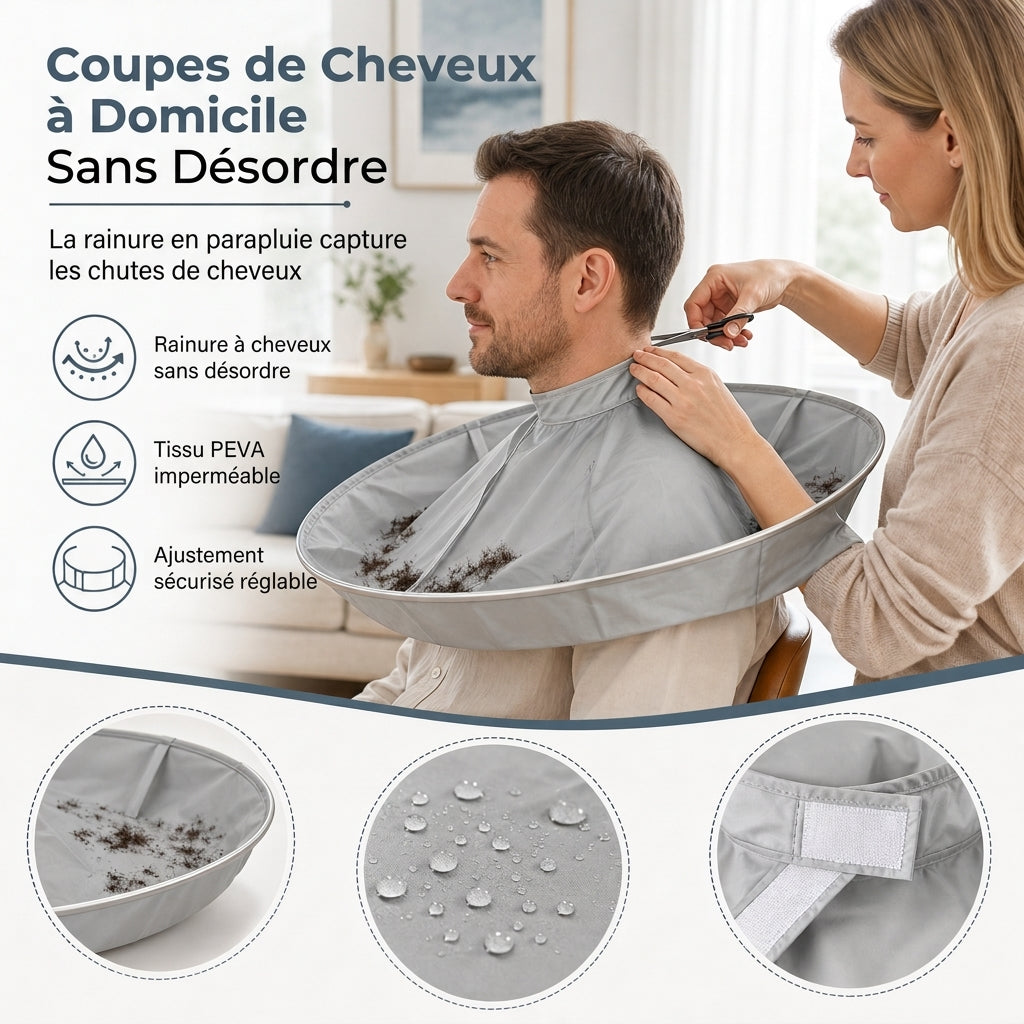 ✂️ Buy 1 Get 1 Free! Hair Cutting Cape with Hair Catcher – Umbrella Groove Design Hair Clipping Apron, Waterproof Non-Static, Foldable Home Haircut Cape for Adults & Kids