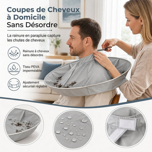✂️ Buy 1 Get 1 Free! Hair Cutting Cape with Hair Catcher – Umbrella Groove Design Hair Clipping Apron, Waterproof Non-Static, Foldable Home Haircut Cape for Adults & Kids