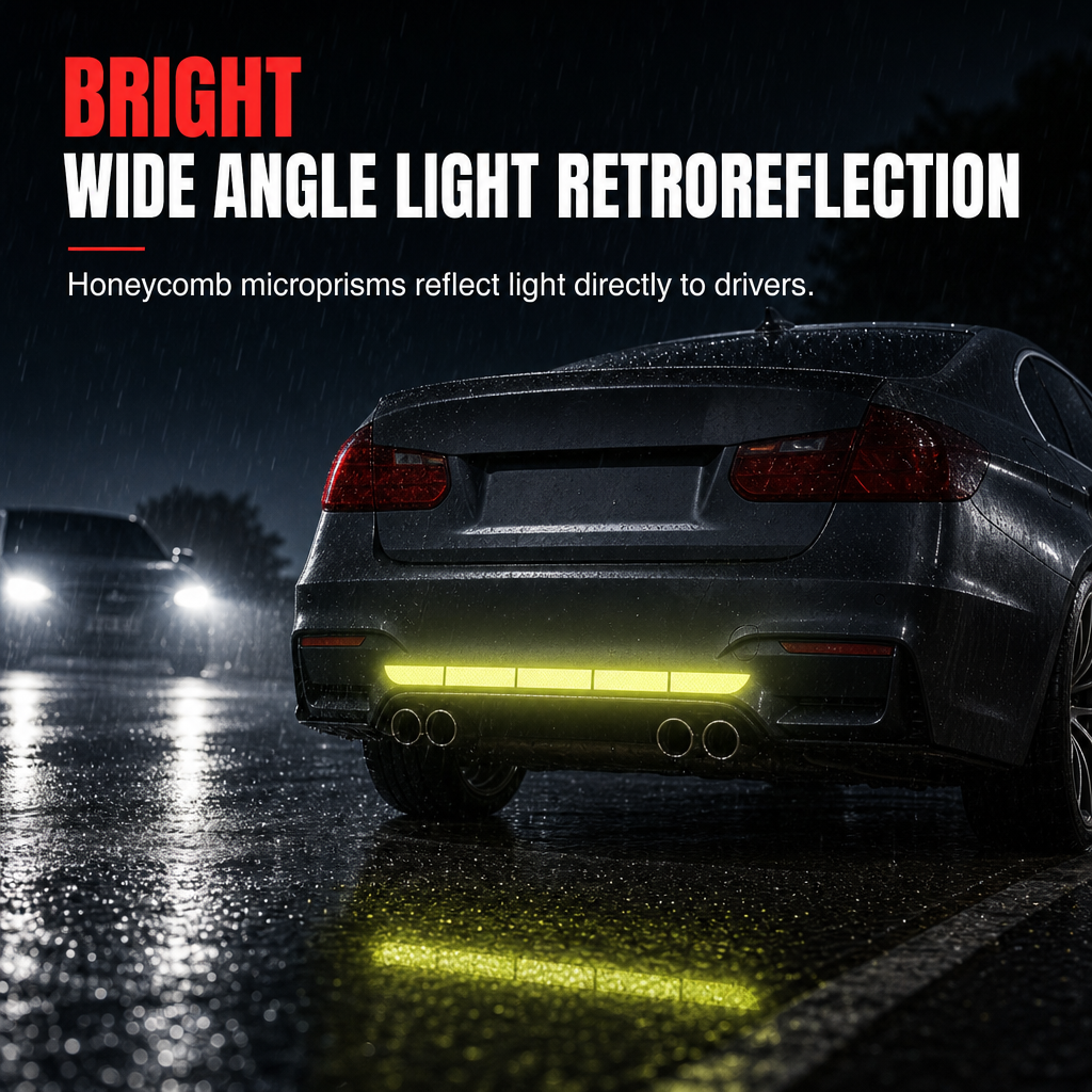 Wide angle reflective car bumper strip