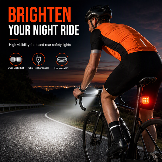🚴💡Bright Bicycle Light Front Headlight and Rear Taillight for Mountain Bike Night Riding Safety Warning Cycling Accessories