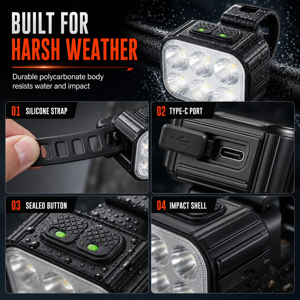 🚴💡Bright Bicycle Light Front Headlight and Rear Taillight for Mountain Bike Night Riding Safety Warning Cycling Accessories