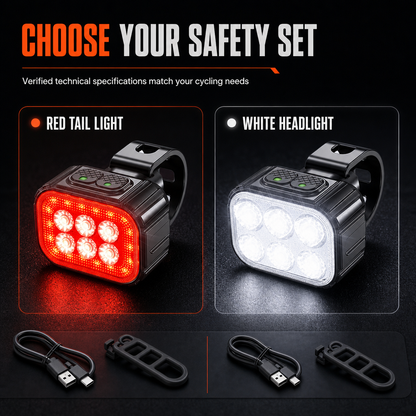 🚴💡Bright Bicycle Light Front Headlight and Rear Taillight for Mountain Bike Night Riding Safety Warning Cycling Accessories