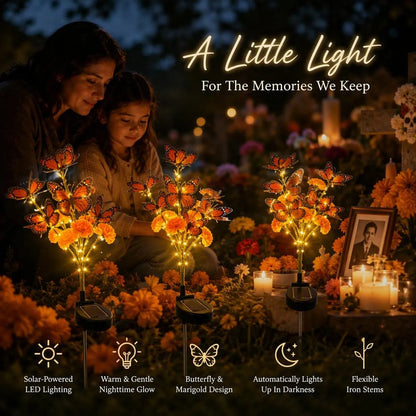 💀🕯️ Solar Marigold Butterfly Memorial Garden Lights – Heartfelt Outdoor Tribute Decor